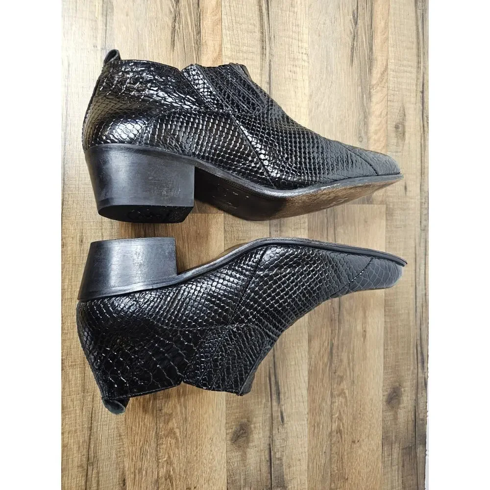 Stacy Adams Men's Sandoval Cuban Heeled Ankle Boot‎ Black Men's 8.5 Crocodile